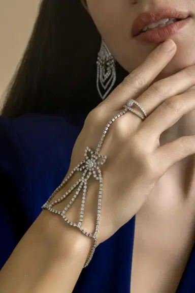 STEFERE Diamond Floral Hand Chain | Thumbnail 2 STEFERE Diamond Floral Hand Chain | Thumbnail 2
