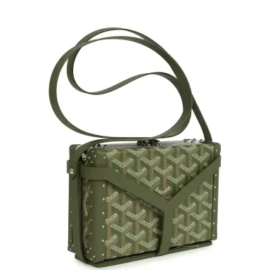 goyard Goyard Goyardine Canvas Khaki Minaudière Trunk Bag Palladium Hardware | Thumbnail 2 goyard Goyard Goyardine Canvas Khaki Minaudière Trunk Bag Palladium Hardware | Thumbnail 2