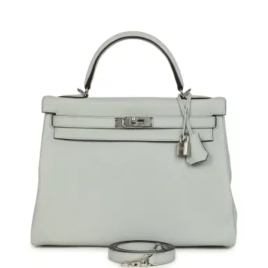 HERMÈS Hermes Kelly Retourne 32 Bleu Pale Clemence Palladium Hardware | Thumbnail 1 HERMÈS Hermes Kelly Retourne 32 Bleu Pale Clemence Palladium Hardware | Thumbnail 1