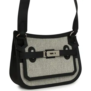 HERMÈS Hermes Mini Jypsiere Black and Ecru Toile H Black Swift Palladium Hardware | Thumbnail 2 HERMÈS Hermes Mini Jypsiere Black and Ecru Toile H Black Swift Palladium Hardware | Thumbnail 2