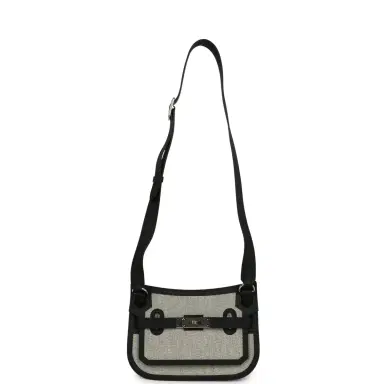 HERMÈS Hermes Mini Jypsiere Black and Ecru Toile H Black Swift Palladium Hardware | Thumbnail 7 HERMÈS Hermes Mini Jypsiere Black and Ecru Toile H Black Swift Palladium Hardware | Thumbnail 7