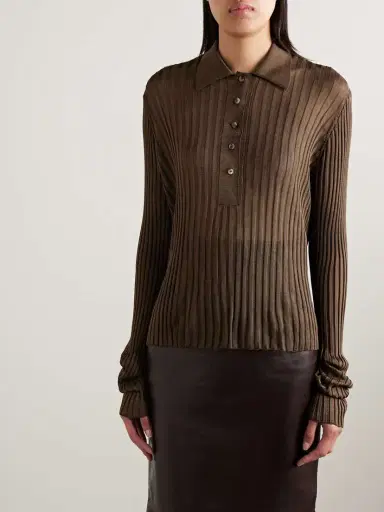 Khaite Vin Ribbed-knit Polo Shirt | Thumbnail 3 Khaite Vin Ribbed-knit Polo Shirt | Thumbnail 3