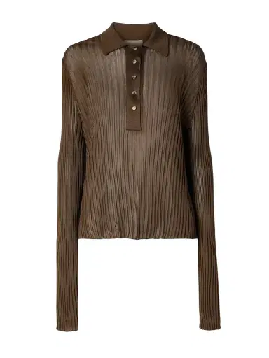 Khaite Vin Ribbed-knit Polo Shirt | Thumbnail 1 Khaite Vin Ribbed-knit Polo Shirt | Thumbnail 1
