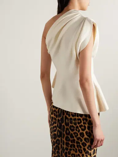 Khaite Aimee Asymmetric One-shoulder Wool-blend Peplum Top | Thumbnail 3 Khaite Aimee Asymmetric One-shoulder Wool-blend Peplum Top | Thumbnail 3