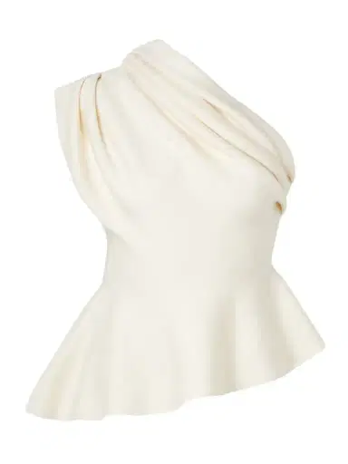 Khaite Aimee Asymmetric One-shoulder Wool-blend Peplum Top | Thumbnail 1 Khaite Aimee Asymmetric One-shoulder Wool-blend Peplum Top | Thumbnail 1