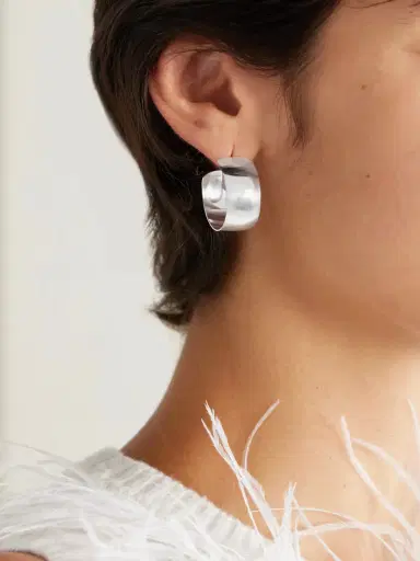 Loren Stewart Midi Dome Sterling Silver Hoop Earrings | Thumbnail 2 Loren Stewart Midi Dome Sterling Silver Hoop Earrings | Thumbnail 2