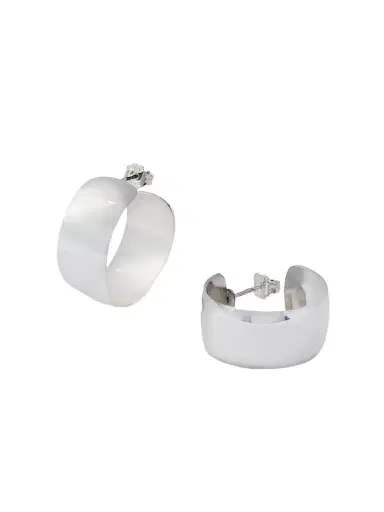 Loren Stewart Midi Dome Sterling Silver Hoop Earrings | Thumbnail 1 Loren Stewart Midi Dome Sterling Silver Hoop Earrings | Thumbnail 1