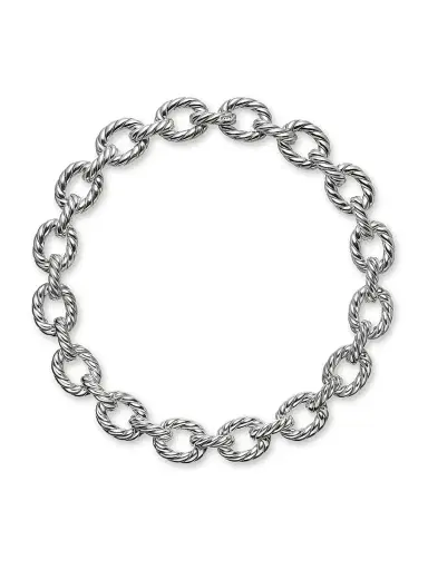 David Yurman Women's Sculpted Cable Oval Link Sterling Silver Necklace - Silver | Thumbnail 1 David Yurman Women's Sculpted Cable Oval Link Sterling Silver Necklace - Silver | Thumbnail 1