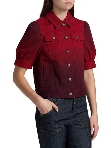 Cinq à Sept Women's Hallie Degrade Denim Jacket - Rosewood Pickled Beet | Thumbnail 4 Cinq à Sept Women's Hallie Degrade Denim Jacket - Rosewood Pickled Beet | Thumbnail 4
