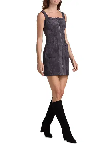 Amanda Uprichard Women's Becker Faux Suede Minidress - Graphite Print | Thumbnail 2 Amanda Uprichard Women's Becker Faux Suede Minidress - Graphite Print | Thumbnail 2