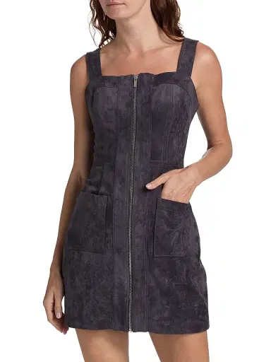 Amanda Uprichard Women's Becker Faux Suede Minidress - Graphite Print | Thumbnail 3 Amanda Uprichard Women's Becker Faux Suede Minidress - Graphite Print | Thumbnail 3