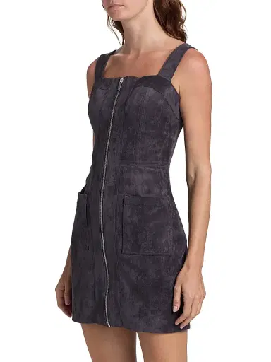 Amanda Uprichard Women's Becker Faux Suede Minidress - Graphite Print | Thumbnail 4 Amanda Uprichard Women's Becker Faux Suede Minidress - Graphite Print | Thumbnail 4