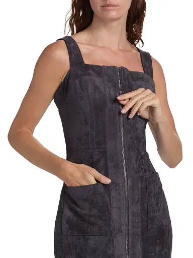 Amanda Uprichard Women's Becker Faux Suede Minidress - Graphite Print | Thumbnail 6 Amanda Uprichard Women's Becker Faux Suede Minidress - Graphite Print | Thumbnail 6