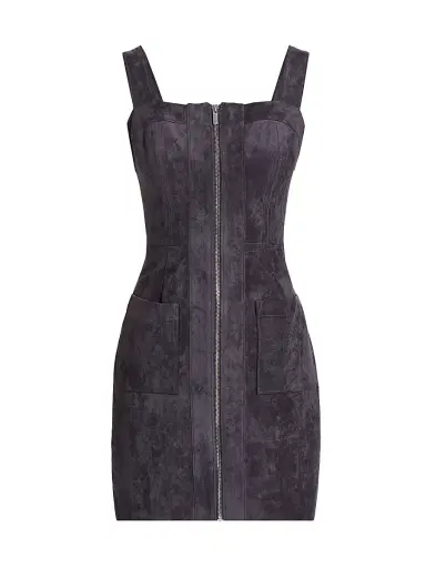 Amanda Uprichard Women's Becker Faux Suede Minidress - Graphite Print | Thumbnail 1 Amanda Uprichard Women's Becker Faux Suede Minidress - Graphite Print | Thumbnail 1
