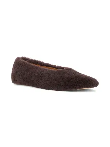 Staud Women's Alba Shearling Ballet Flats - Espresso - Size 11 | Thumbnail 2 Staud Women's Alba Shearling Ballet Flats - Espresso - Size 11 | Thumbnail 2