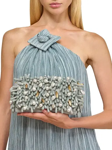 Cult Gaia Women's Perla Beaded Leather Clutch - Celadon Multi | Thumbnail 2 Cult Gaia Women's Perla Beaded Leather Clutch - Celadon Multi | Thumbnail 2