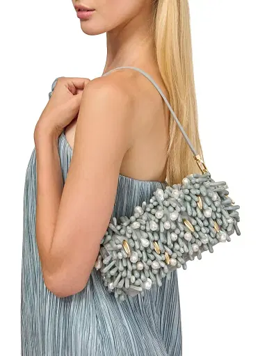 Cult Gaia Women's Perla Beaded Leather Clutch - Celadon Multi | Thumbnail 3 Cult Gaia Women's Perla Beaded Leather Clutch - Celadon Multi | Thumbnail 3