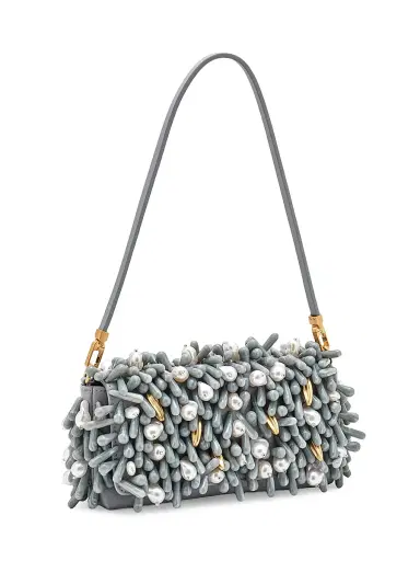 Cult Gaia Women's Perla Beaded Leather Clutch - Celadon Multi | Thumbnail 4 Cult Gaia Women's Perla Beaded Leather Clutch - Celadon Multi | Thumbnail 4