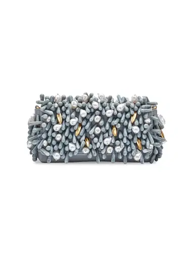 Cult Gaia Women's Perla Beaded Leather Clutch - Celadon Multi | Thumbnail 1 Cult Gaia Women's Perla Beaded Leather Clutch - Celadon Multi | Thumbnail 1