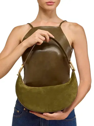 Cult Gaia Women's Leesa Suede Shoulder Bag - Rosemary | Thumbnail 3 Cult Gaia Women's Leesa Suede Shoulder Bag - Rosemary | Thumbnail 3