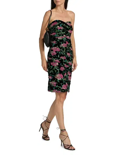 Milly Women's Chloe Burnout Velvet Sheath Dress - Black Pink | Thumbnail 2 Milly Women's Chloe Burnout Velvet Sheath Dress - Black Pink | Thumbnail 2