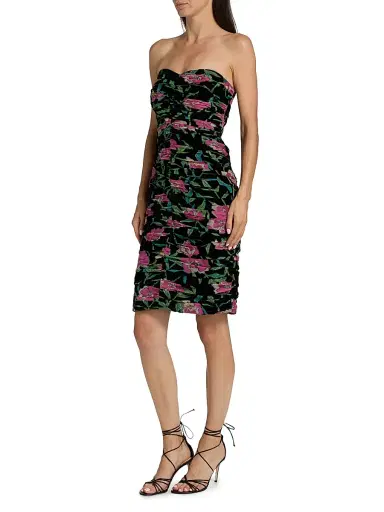 Milly Women's Chloe Burnout Velvet Sheath Dress - Black Pink | Thumbnail 4 Milly Women's Chloe Burnout Velvet Sheath Dress - Black Pink | Thumbnail 4