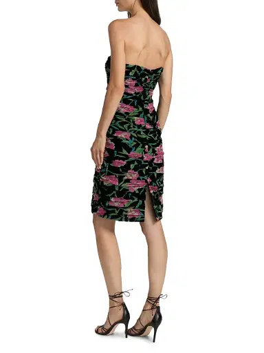 Milly Women's Chloe Burnout Velvet Sheath Dress - Black Pink | Thumbnail 5 Milly Women's Chloe Burnout Velvet Sheath Dress - Black Pink | Thumbnail 5