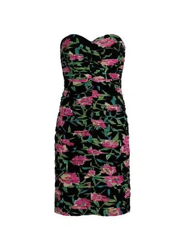Milly Women's Chloe Burnout Velvet Sheath Dress - Black Pink | Thumbnail 1 Milly Women's Chloe Burnout Velvet Sheath Dress - Black Pink | Thumbnail 1