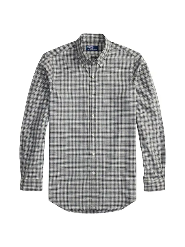 Men's Plaid Cotton Long-Sleeve Shirt - Grey Navy Heather Multi Men's Plaid Cotton Long-Sleeve Shirt - Grey Navy Heather Multi