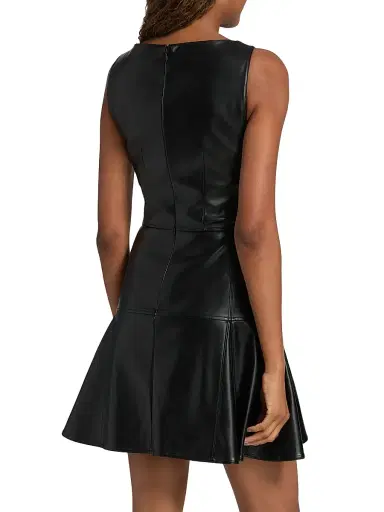 Milly Women's Faux-Leather A-Line Minidress - Black | Thumbnail 5 Milly Women's Faux-Leather A-Line Minidress - Black | Thumbnail 5