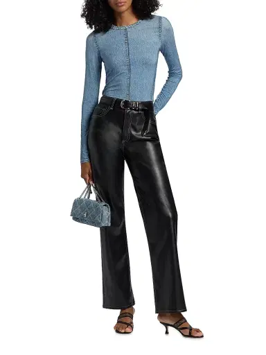 rag & bone Women's Shea Faux Leather Straight-Leg Pants - Black | Thumbnail 2 rag & bone Women's Shea Faux Leather Straight-Leg Pants - Black | Thumbnail 2