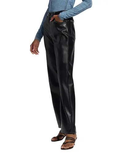 rag & bone Women's Shea Faux Leather Straight-Leg Pants - Black | Thumbnail 4 rag & bone Women's Shea Faux Leather Straight-Leg Pants - Black | Thumbnail 4