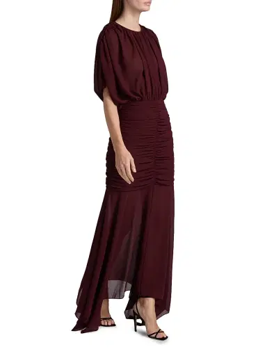 Ronny Kobo Women's Louisa Chiffon Gathered Gown - Burgundy | Thumbnail 2 Ronny Kobo Women's Louisa Chiffon Gathered Gown - Burgundy | Thumbnail 2