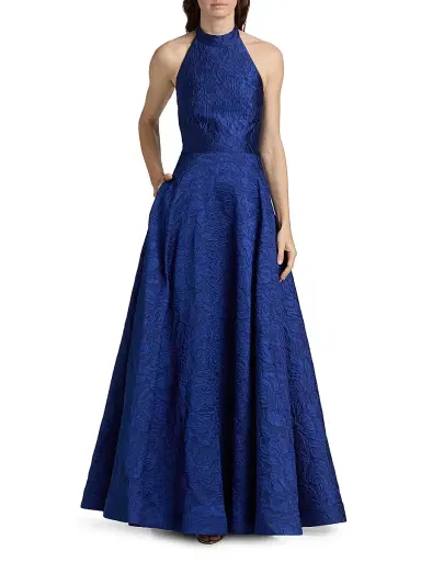 As It May Women's Luna Jacquard Halter Gown - Blue Night | Thumbnail 3 As It May Women's Luna Jacquard Halter Gown - Blue Night | Thumbnail 3
