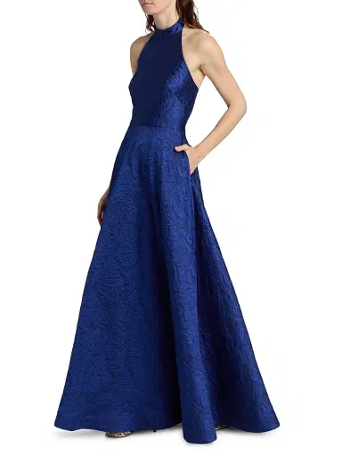 As It May Women's Luna Jacquard Halter Gown - Blue Night | Thumbnail 4 As It May Women's Luna Jacquard Halter Gown - Blue Night | Thumbnail 4