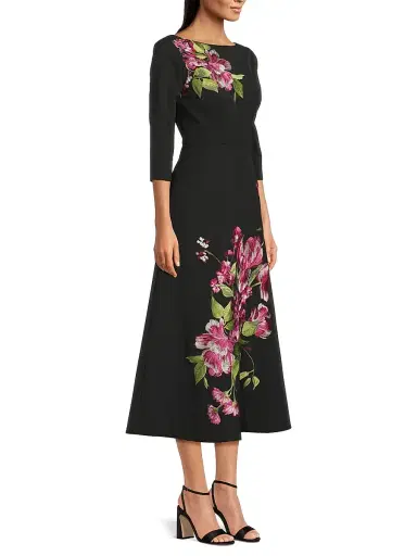 Kay Unger Women's Greta Floral Bouquet Midi-Dress - Carbon Multi | Thumbnail 4 Kay Unger Women's Greta Floral Bouquet Midi-Dress - Carbon Multi | Thumbnail 4