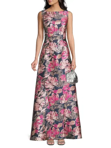 Kay Unger Women's Maren Floral Brocade A-Line Gown - Blue Opal Multi | Thumbnail 2 Kay Unger Women's Maren Floral Brocade A-Line Gown - Blue Opal Multi | Thumbnail 2