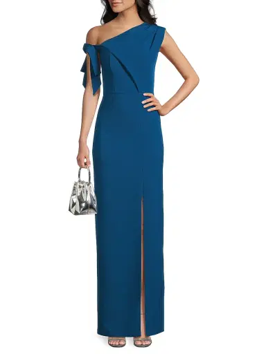 Kay Unger Women's Gwen One-Shoulder Column Gown - Blue Opal | Thumbnail 2 Kay Unger Women's Gwen One-Shoulder Column Gown - Blue Opal | Thumbnail 2