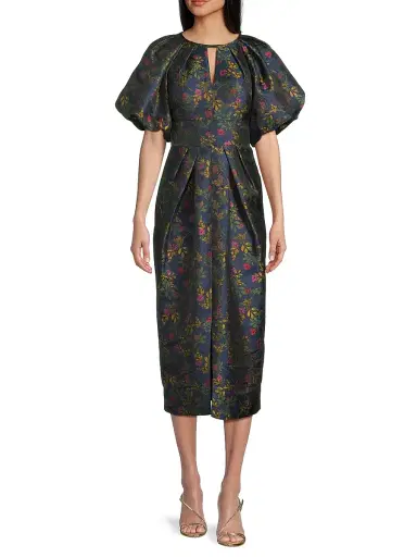 Kay Unger Women's Jolie Pleated Tea-Length Dress - Blue Opal | Thumbnail 2 Kay Unger Women's Jolie Pleated Tea-Length Dress - Blue Opal | Thumbnail 2