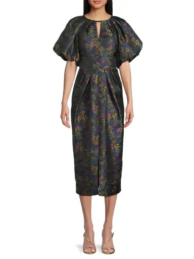 Kay Unger Women's Jolie Pleated Tea-Length Dress - Blue Opal | Thumbnail 3 Kay Unger Women's Jolie Pleated Tea-Length Dress - Blue Opal | Thumbnail 3