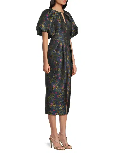 Kay Unger Women's Jolie Pleated Tea-Length Dress - Blue Opal | Thumbnail 4 Kay Unger Women's Jolie Pleated Tea-Length Dress - Blue Opal | Thumbnail 4