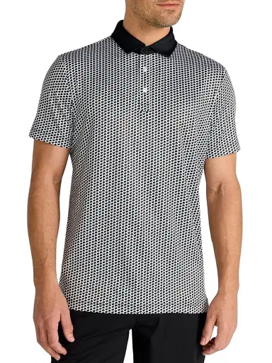 Redvanly Men's Graine Geometric Polo Shirt - Tuxedo | Thumbnail 1 Redvanly Men's Graine Geometric Polo Shirt - Tuxedo | Thumbnail 1