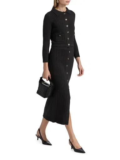 Hevron Women's Mia Open-Knit Midi-Skirt - Charcoal | Thumbnail 2 Hevron Women's Mia Open-Knit Midi-Skirt - Charcoal | Thumbnail 2