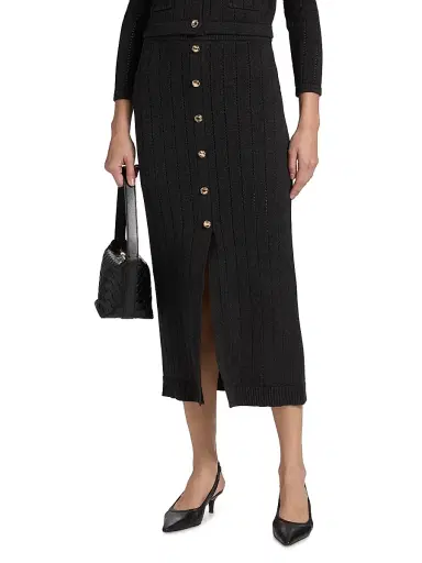 Hevron Women's Mia Open-Knit Midi-Skirt - Charcoal | Thumbnail 3 Hevron Women's Mia Open-Knit Midi-Skirt - Charcoal | Thumbnail 3