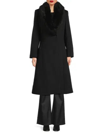 Sofia Cashmere Women's Toscana Shearling Trim Coat - Black - Size 8 | Thumbnail 3 Sofia Cashmere Women's Toscana Shearling Trim Coat - Black - Size 8 | Thumbnail 3