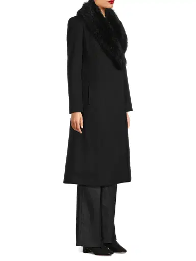 Sofia Cashmere Women's Toscana Shearling Trim Coat - Black - Size 8 | Thumbnail 4 Sofia Cashmere Women's Toscana Shearling Trim Coat - Black - Size 8 | Thumbnail 4