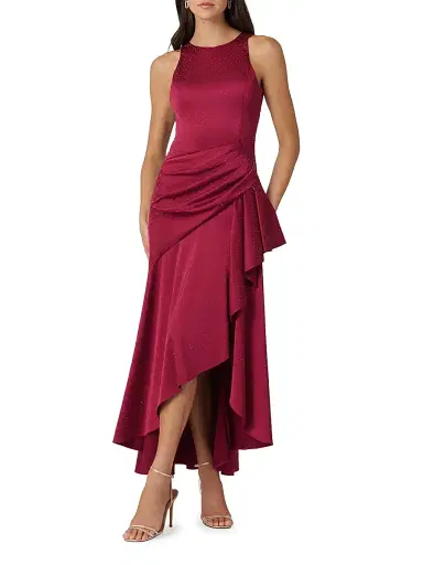 Shoshanna Women's Verena Draped Midi-Dress - Wine | Thumbnail 2 Shoshanna Women's Verena Draped Midi-Dress - Wine | Thumbnail 2