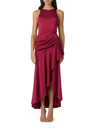 Shoshanna Women's Verena Draped Midi-Dress - Wine | Thumbnail 3 Shoshanna Women's Verena Draped Midi-Dress - Wine | Thumbnail 3