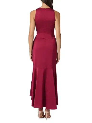 Shoshanna Women's Verena Draped Midi-Dress - Wine | Thumbnail 4 Shoshanna Women's Verena Draped Midi-Dress - Wine | Thumbnail 4