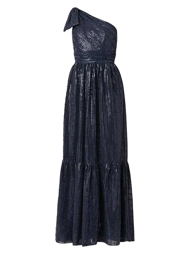Women's Indigo Sequined One-Shoulder Gown - Navy Women's Indigo Sequined One-Shoulder Gown - Navy